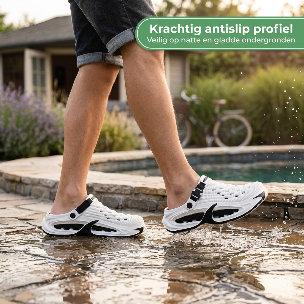 Ventilerade slip-on-skor med perforerad ovandel, hälrem och kraftig sula