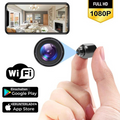 Kompakt svart Full HD-kamera med objektiv och wifi för barnövervakning