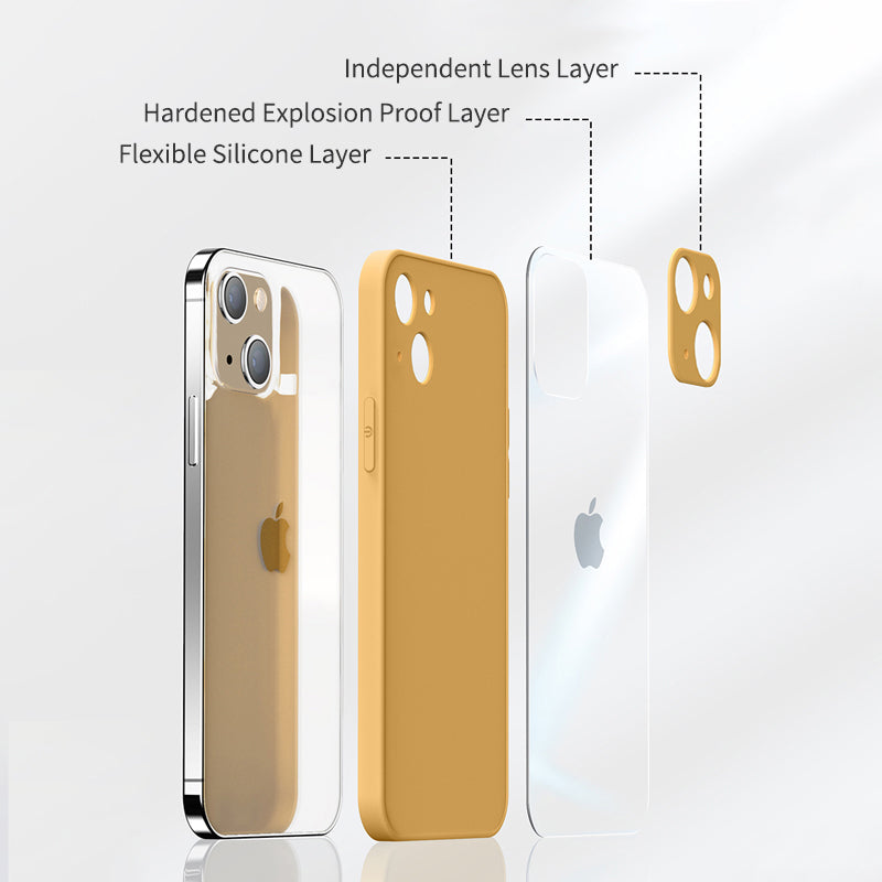 Bärfärgat iPhone-skal med reflekterande fönsterdesign och kameralager