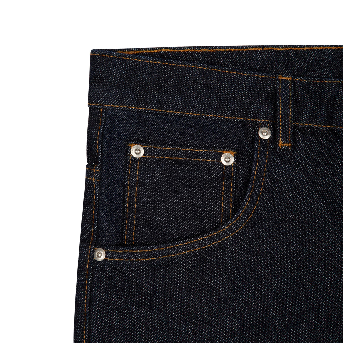 Mörka indigoblå jeans med vida ben och broderade fågel- och landskapsmotiv