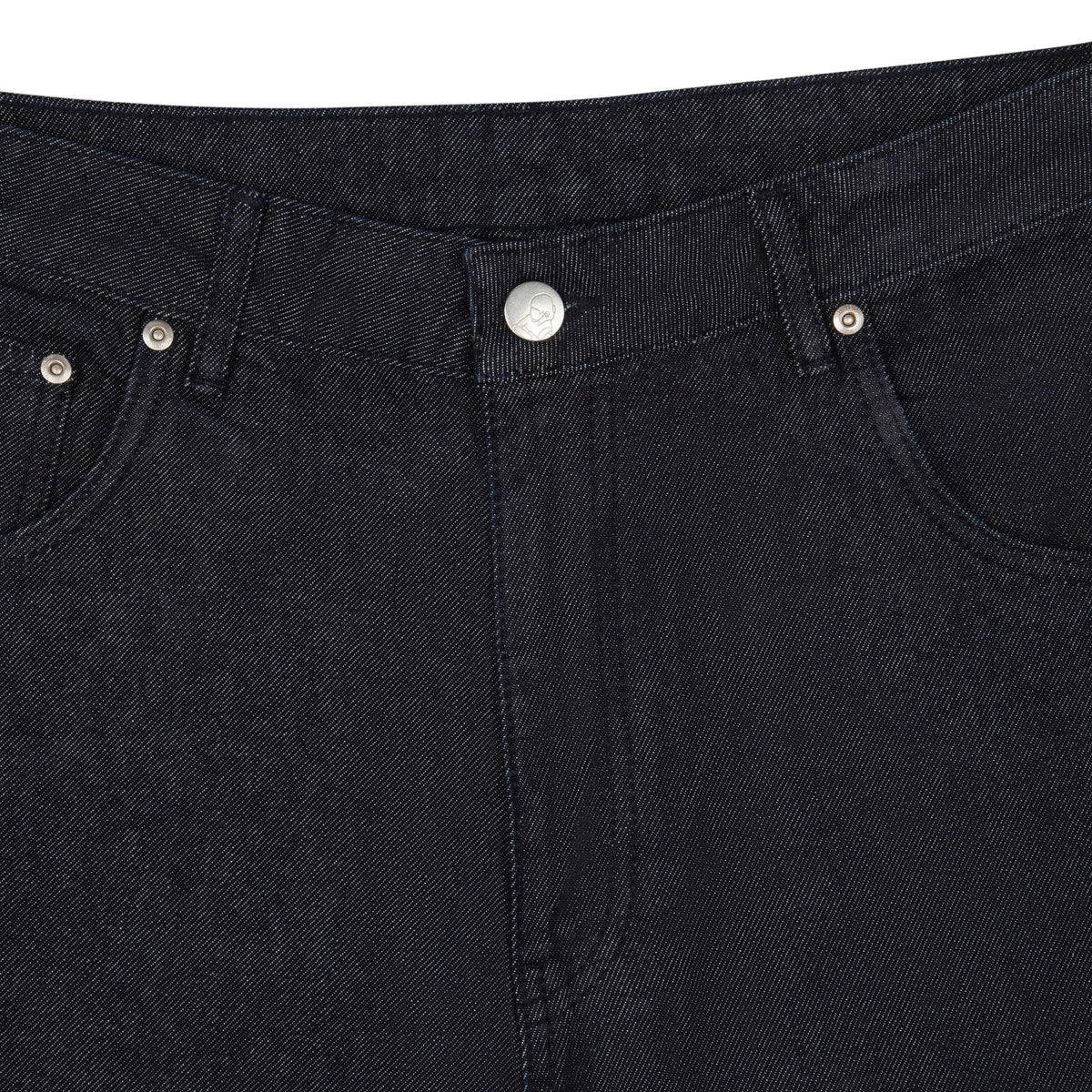 Svarta jeans med vida ben och blommiga fiskmotiv