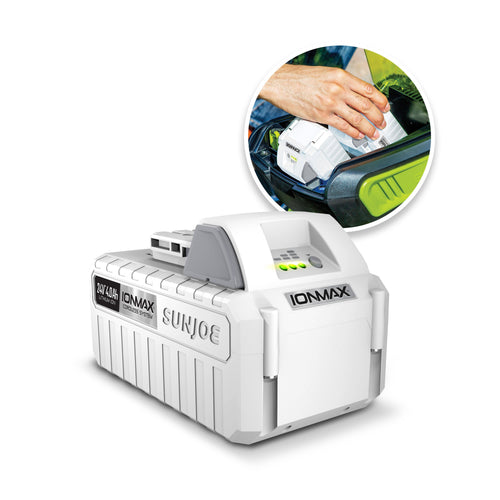 Vitt Snow Joe IONMAX 24 V 4,0 Ah litiumjonbatteri med statuslampor