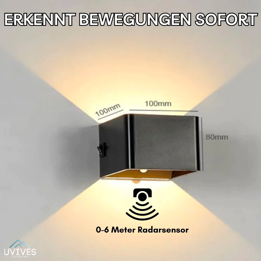 Trådlös vägglampa med riktat varmvitt ljus och rörelsesensor