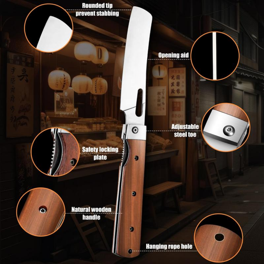 Hopfällbar nakiri-kniv för grönsaker