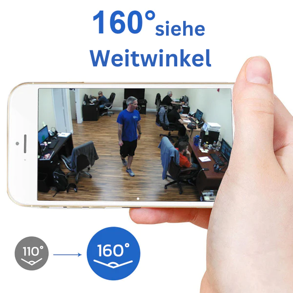 Kompakt svart Full HD-kamera med objektiv och wifi för barnövervakning