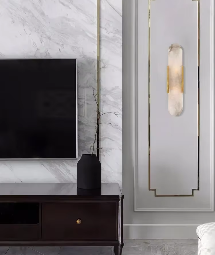 Vertikal LED-vägglampa med marmorutseende och avlång form