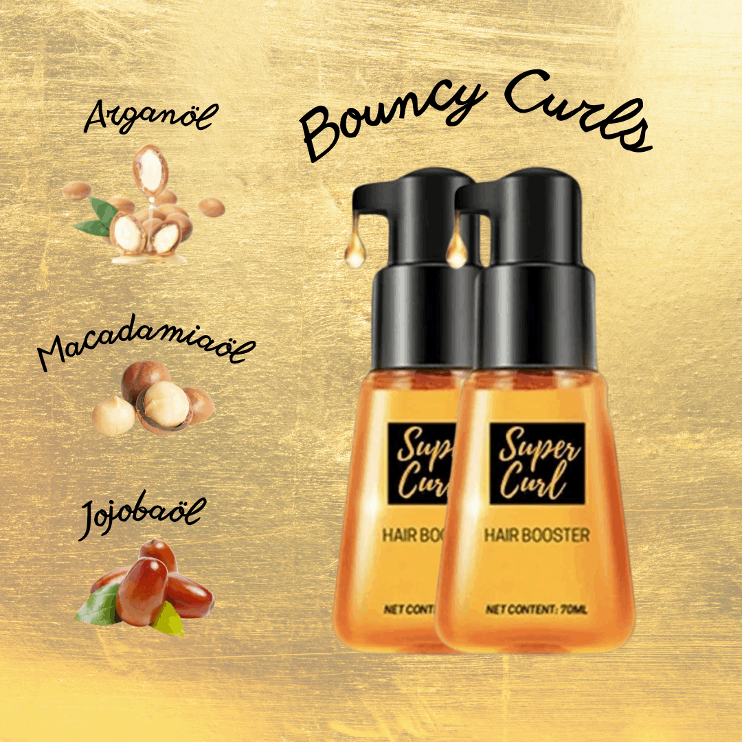 Orangefärgad hårolja i transparent pumpflaska för lockigt hår