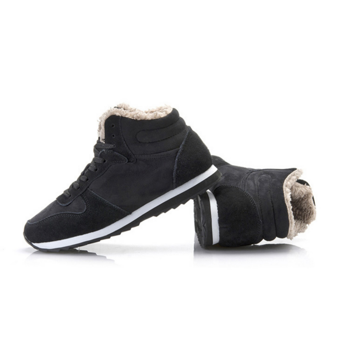 Sneakerboots med snörning, fodrade skaft och kontrasterande sportig sula