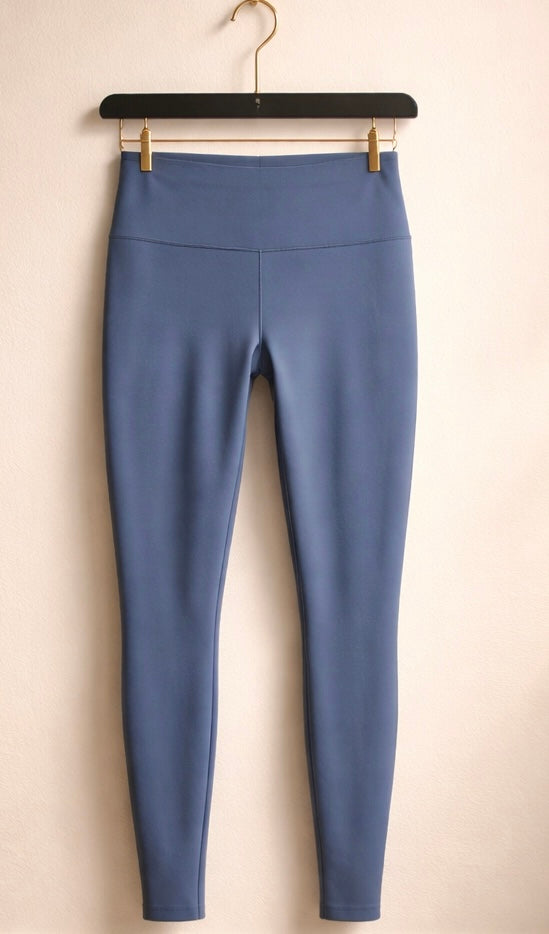 Blå leggings med hög midja och sömlös design