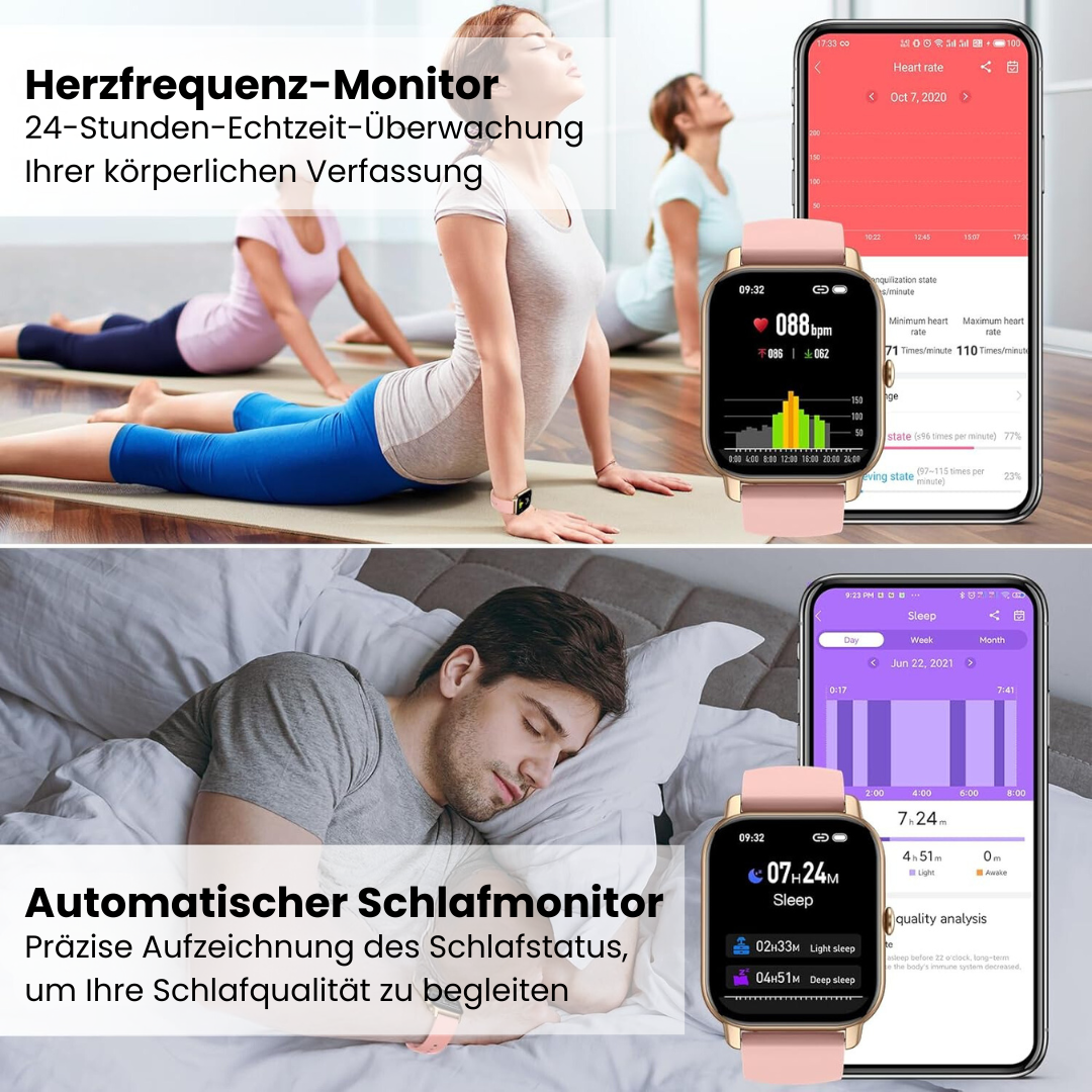 Smartklocka med pekskärm, digital urtavla och justerbart armband