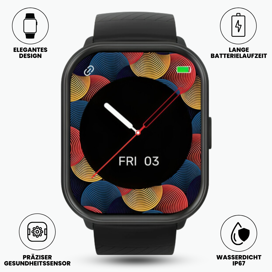 Smartklocka med digital skärm, aktivitetsmätning och armband