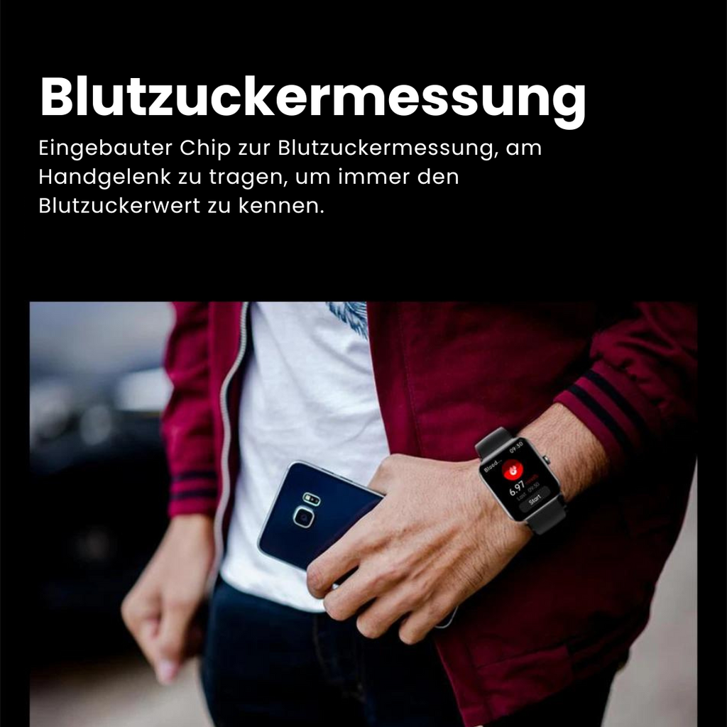 Smartklocka med pekskärm, digital urtavla och justerbart armband