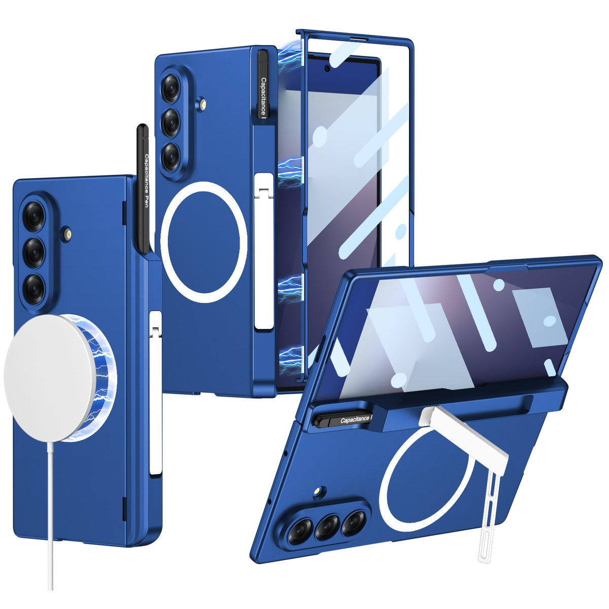 Vikbart mobilskal för Galaxy Z Fold med gångjärnshållare och pennfack