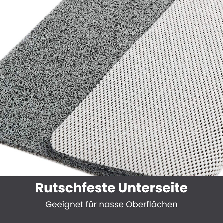 Halkfri badrumsmatta med öglad yta framför dusch