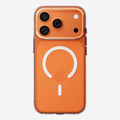 Transparent mobilskal för iPhone 17 Pro Max med vit MagSafe-ring och taktila sidoknappar