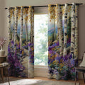 Quiltade gardiner med färgstarkt naturmotiv och öljetter
