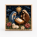 Inramad textil 3D-väggdekoration med bibliskt motiv, figurer och blommor
