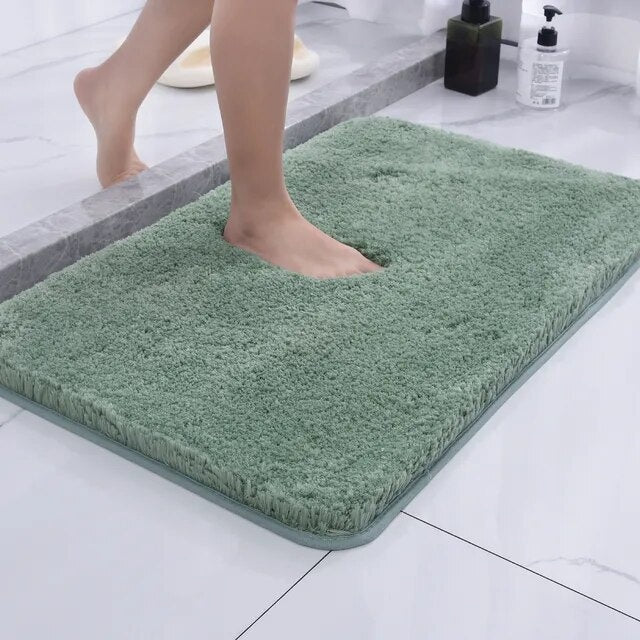 Mjuk rektangulär badrumsmatta med tät lugg och rundade hörn