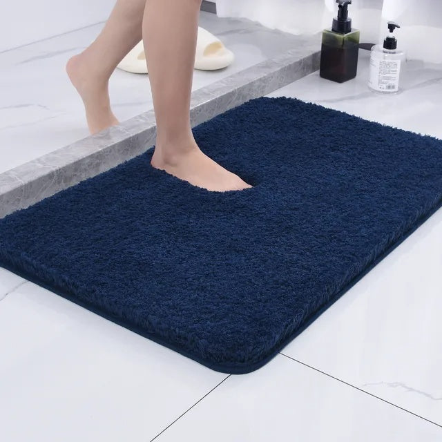 Mjuk rektangulär badrumsmatta med tät lugg och rundade hörn