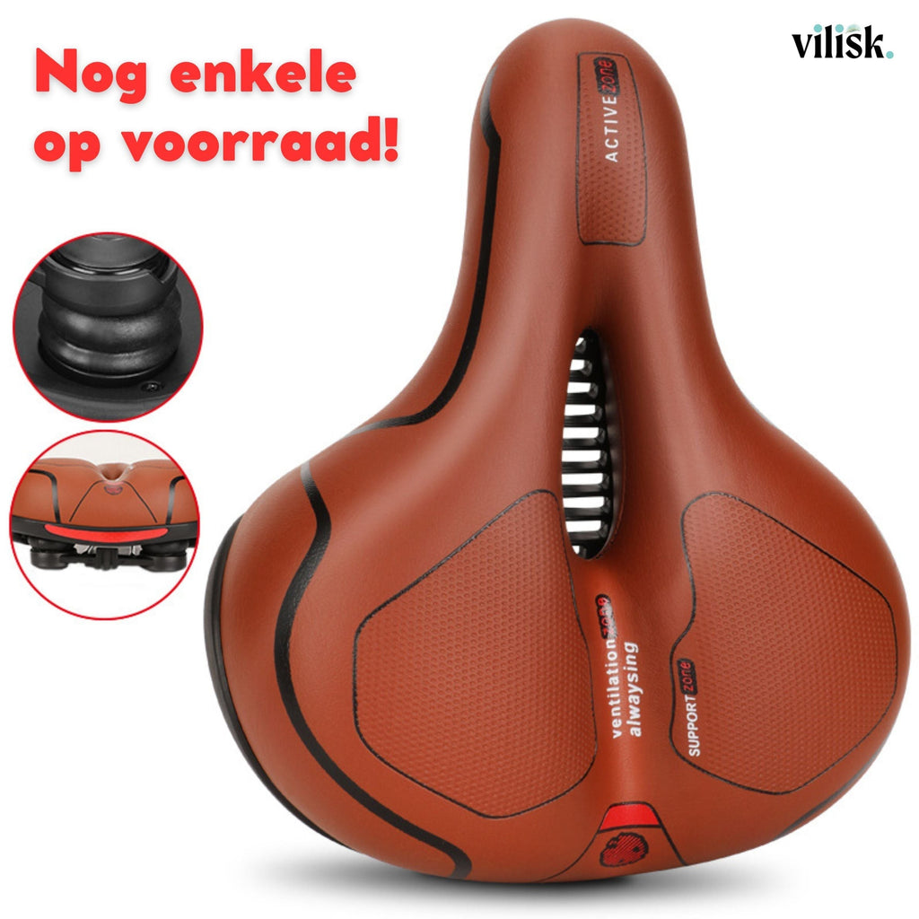 Ergonomisk svart cykelsadel med ventilationszon och strukturerade stödytor