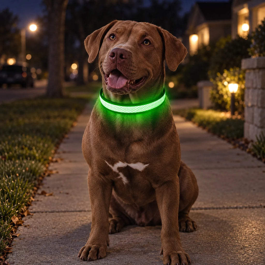LuminaHund  - Uppladdningsbart Hundhalsband Med Led Kvällspromenader I Mörker