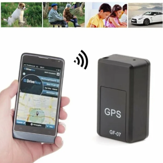 Svart mini-GPS-spårare GF-07 med magnetisk placering