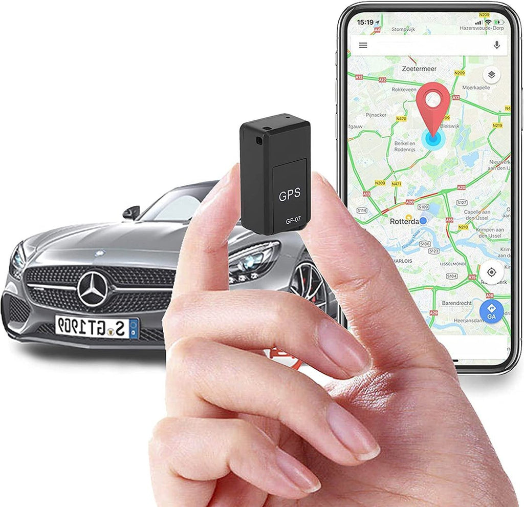 Svart mini-GPS-spårare GF-07 med magnetisk placering