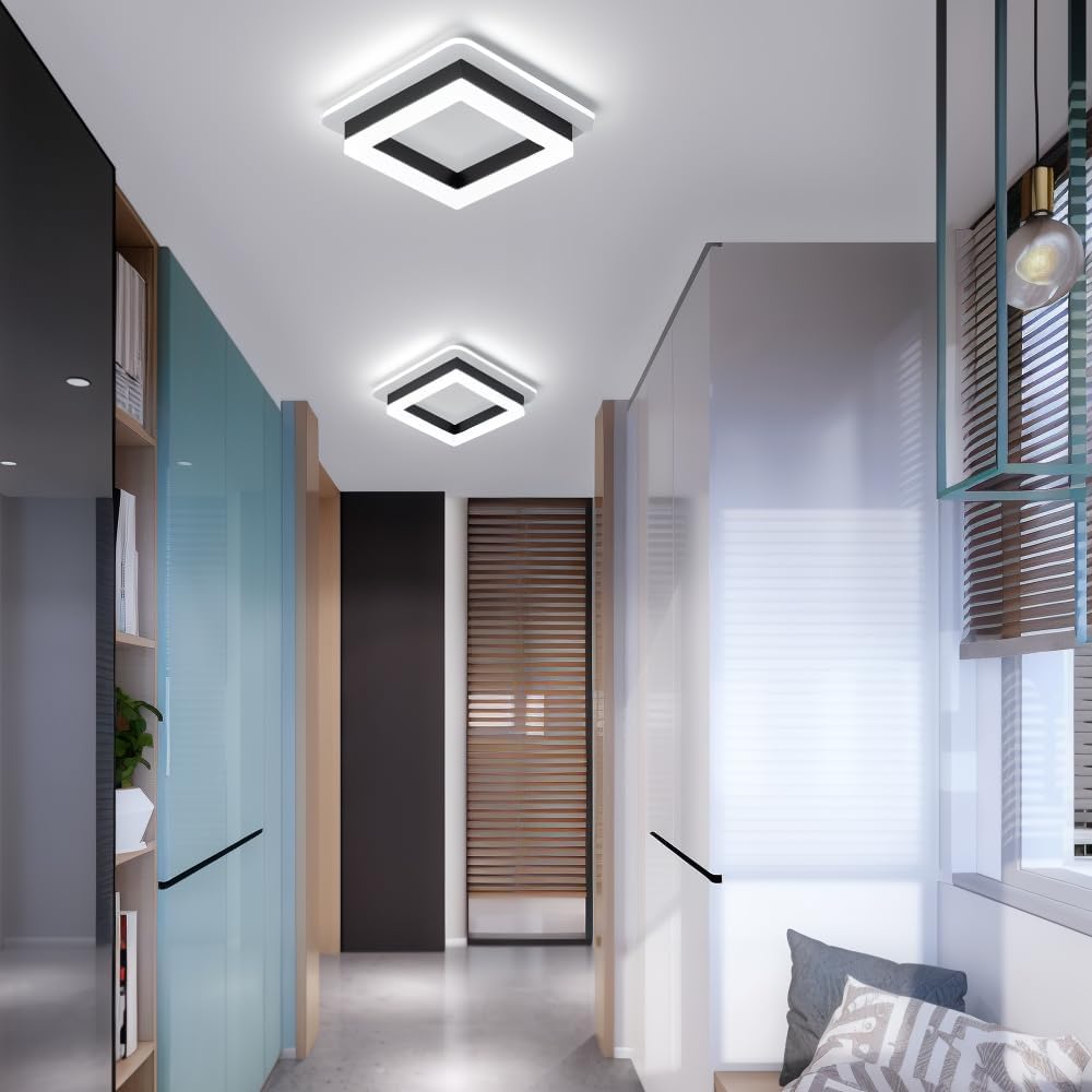 Fyrkantig LED-taklampa med geometriska ramar och integrerad ljusram