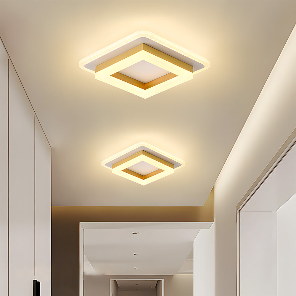 Fyrkantig LED-taklampa med geometriska ramar och integrerad ljusram