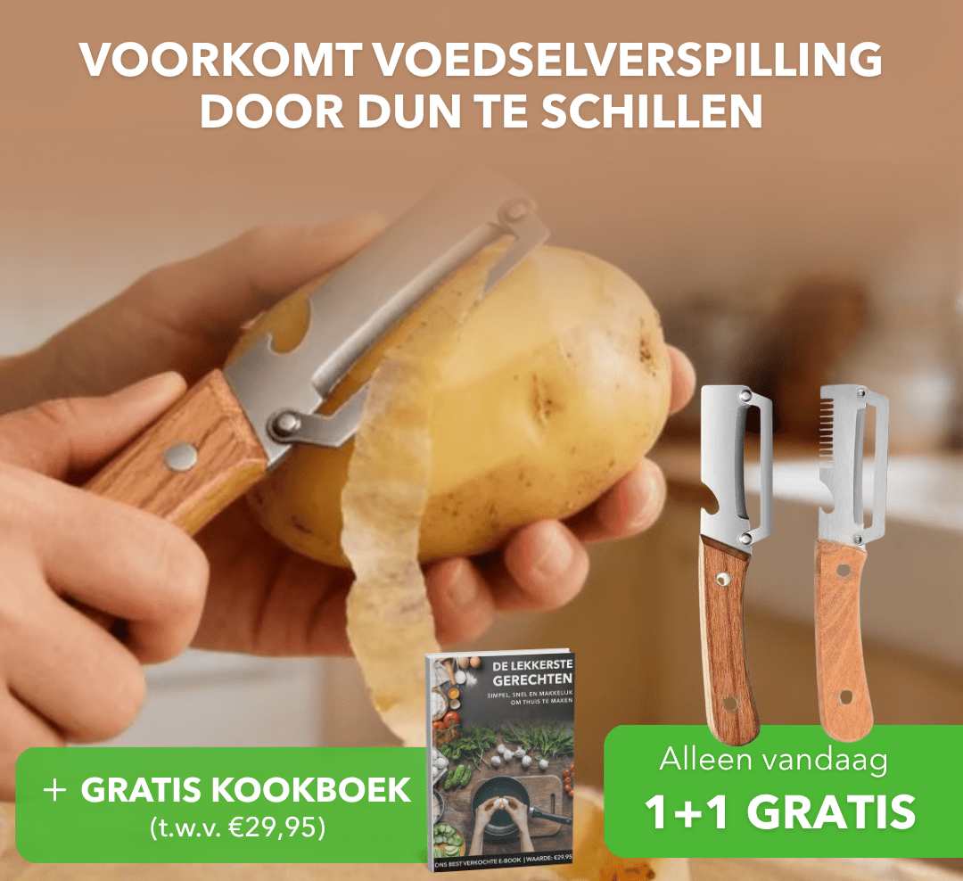 Två grönsaksskalare med metallblad och handtag med träeffekt