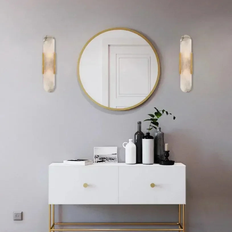 Vertikal LED-vägglampa med marmorutseende och avlång form