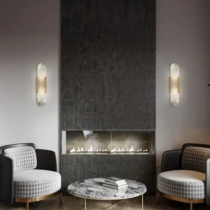 Vertikal LED-vägglampa med marmorutseende och avlång form
