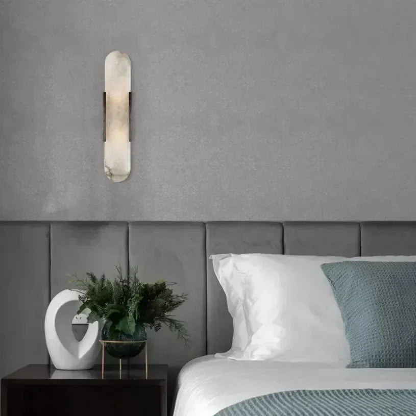 Vertikal LED-vägglampa med marmorutseende och avlång form
