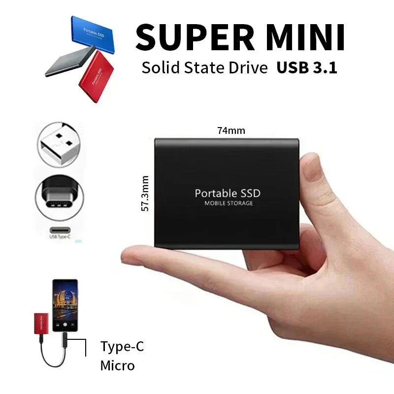 Extern SSD-enhet med 128 GB lagring och kompakt format