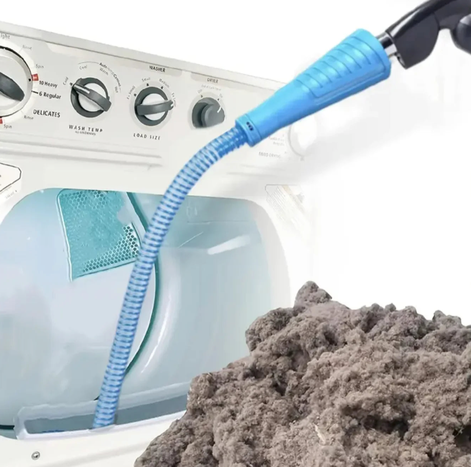 Blått rengöringskit med flexibel slang för torktumlarens ventilationskanal