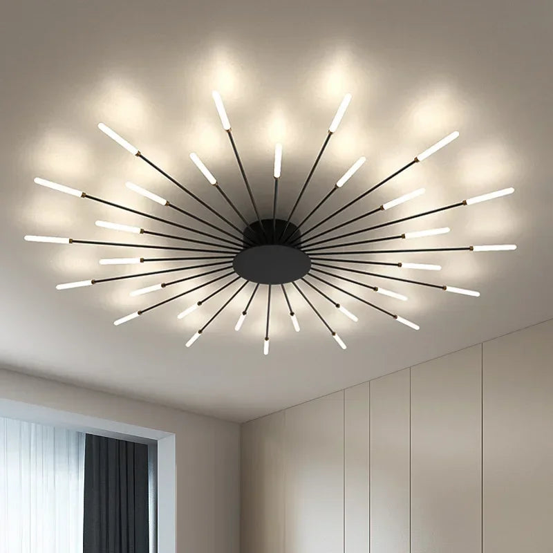 Modern LED-taklampa med flera ljusarmar i strålande design