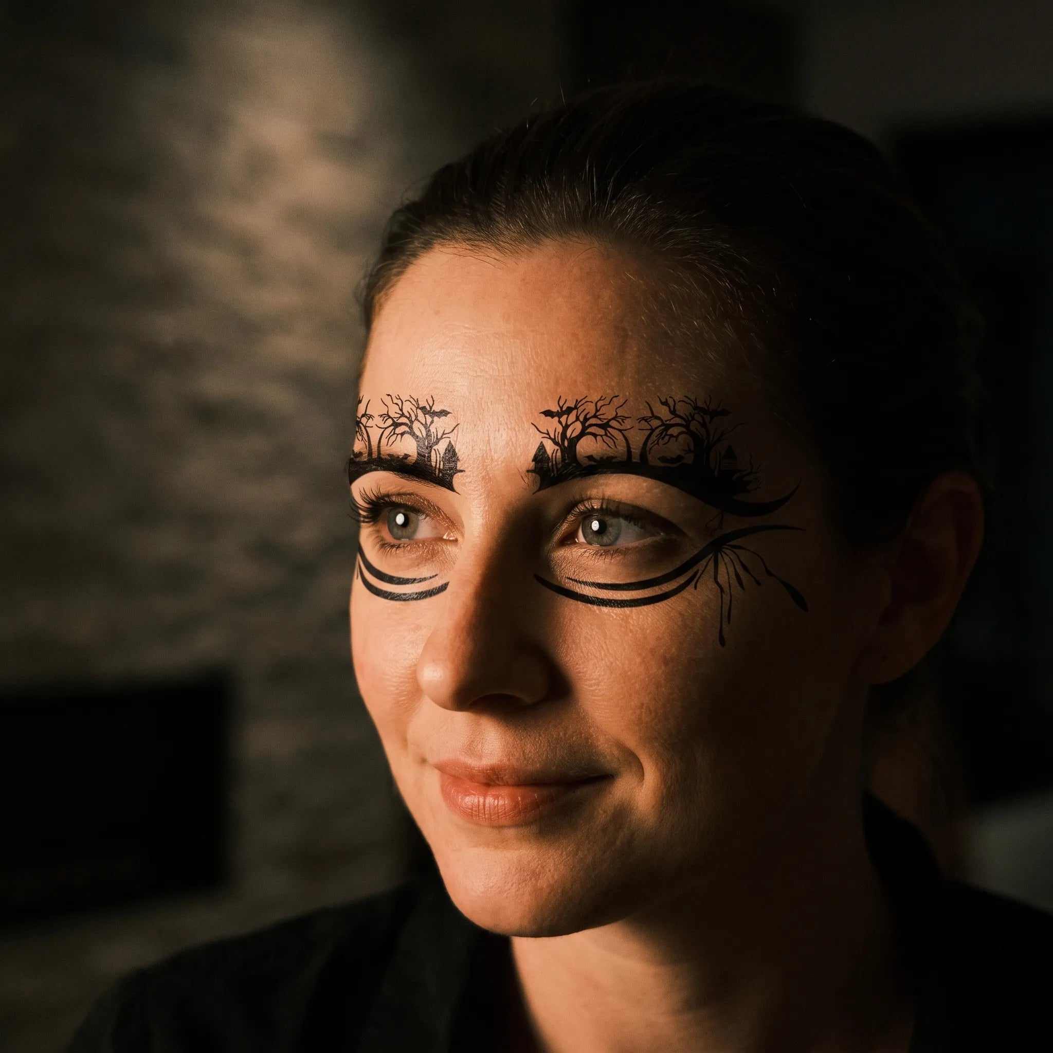 Spindelblick  - Tillfälliga Ansiktstatueringar Med Spindelnät Halloweenfester