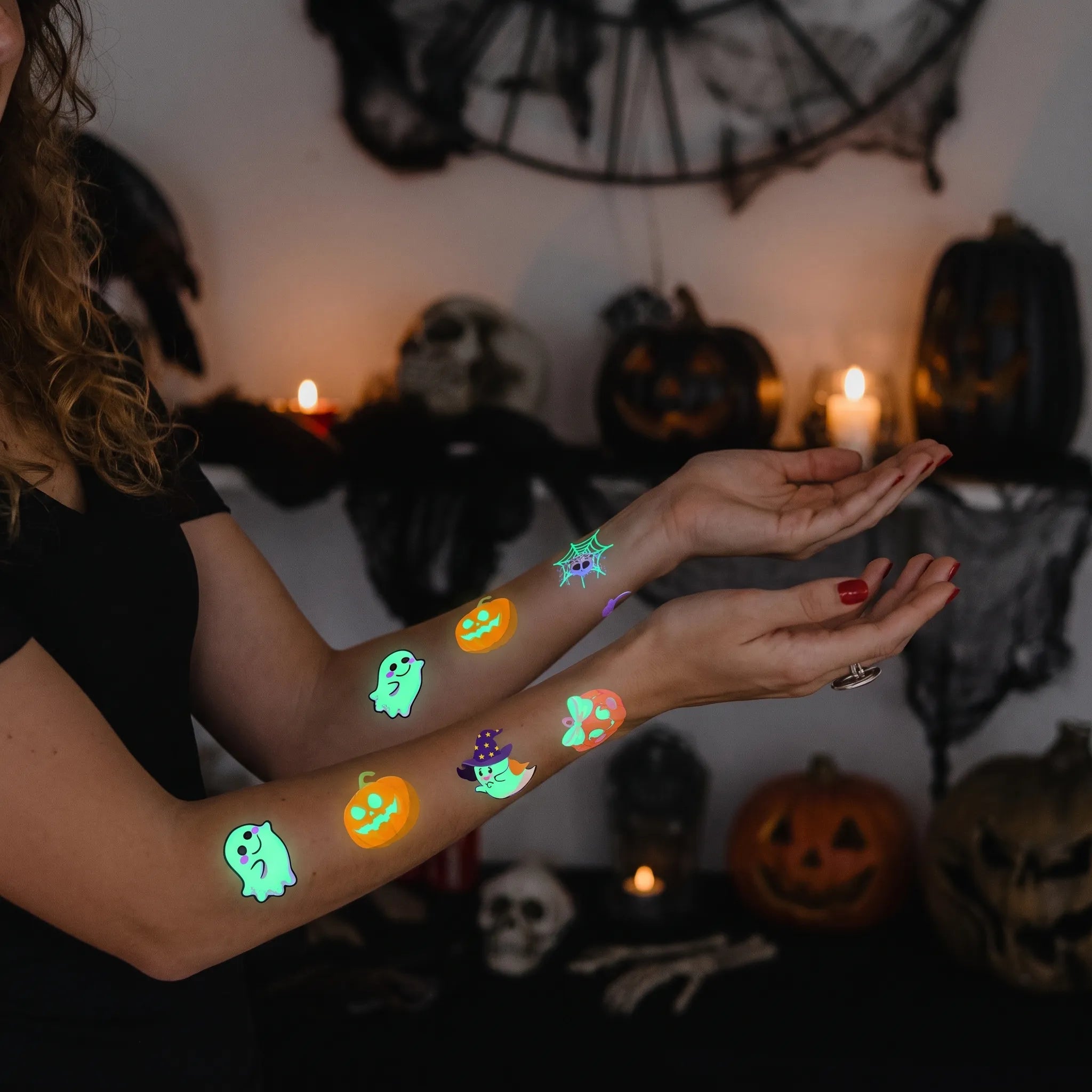 Spöklysa  - Självlysande Temporära Tatueringar Halloweenfester