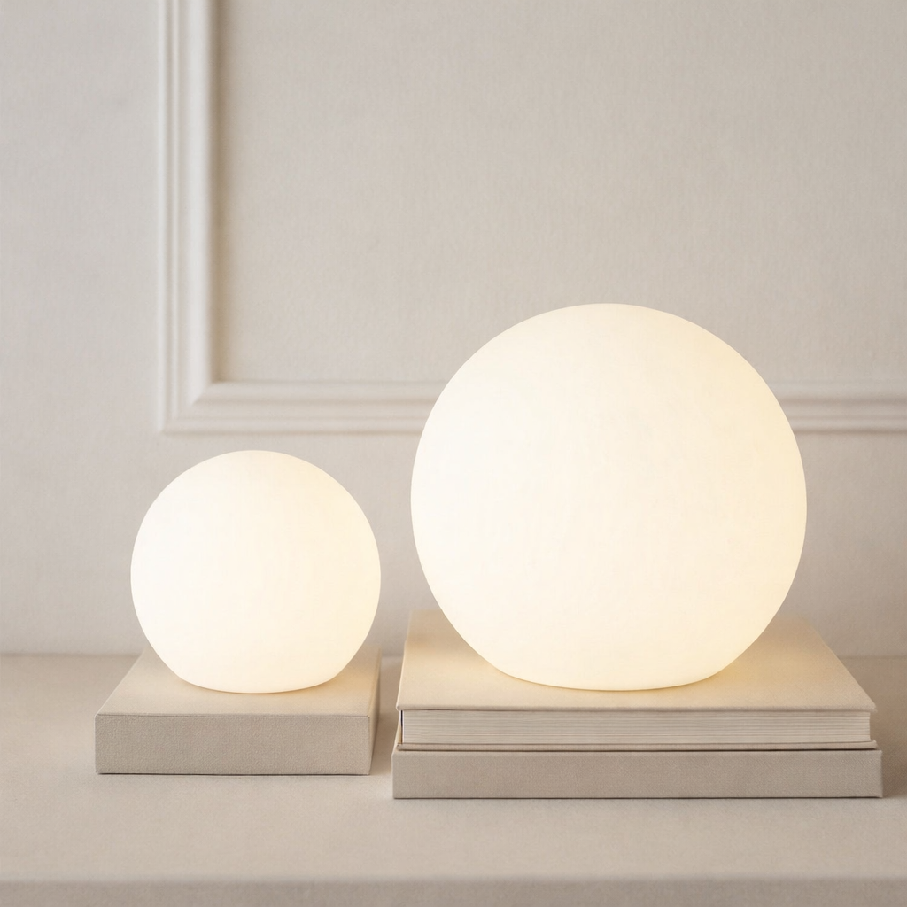 Rund vit uppladdningsbar LED-bordslampa med färgskiftande ljus