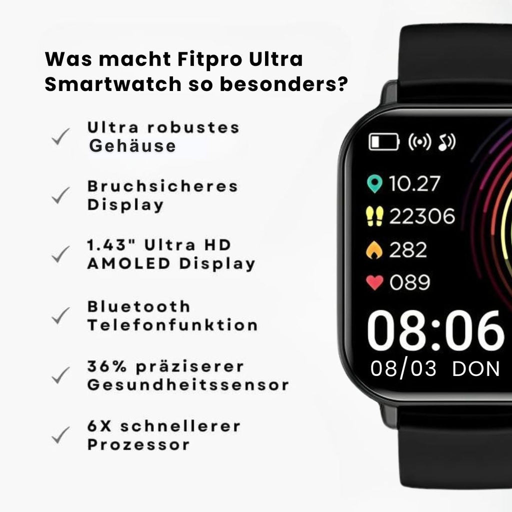 Smartklocka med digital skärm, aktivitetsmätning och armband