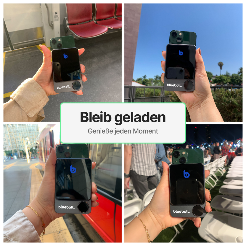 Rymdgrå ultratunn powerbank med magnetisk trådlös laddning och digital batterivisning