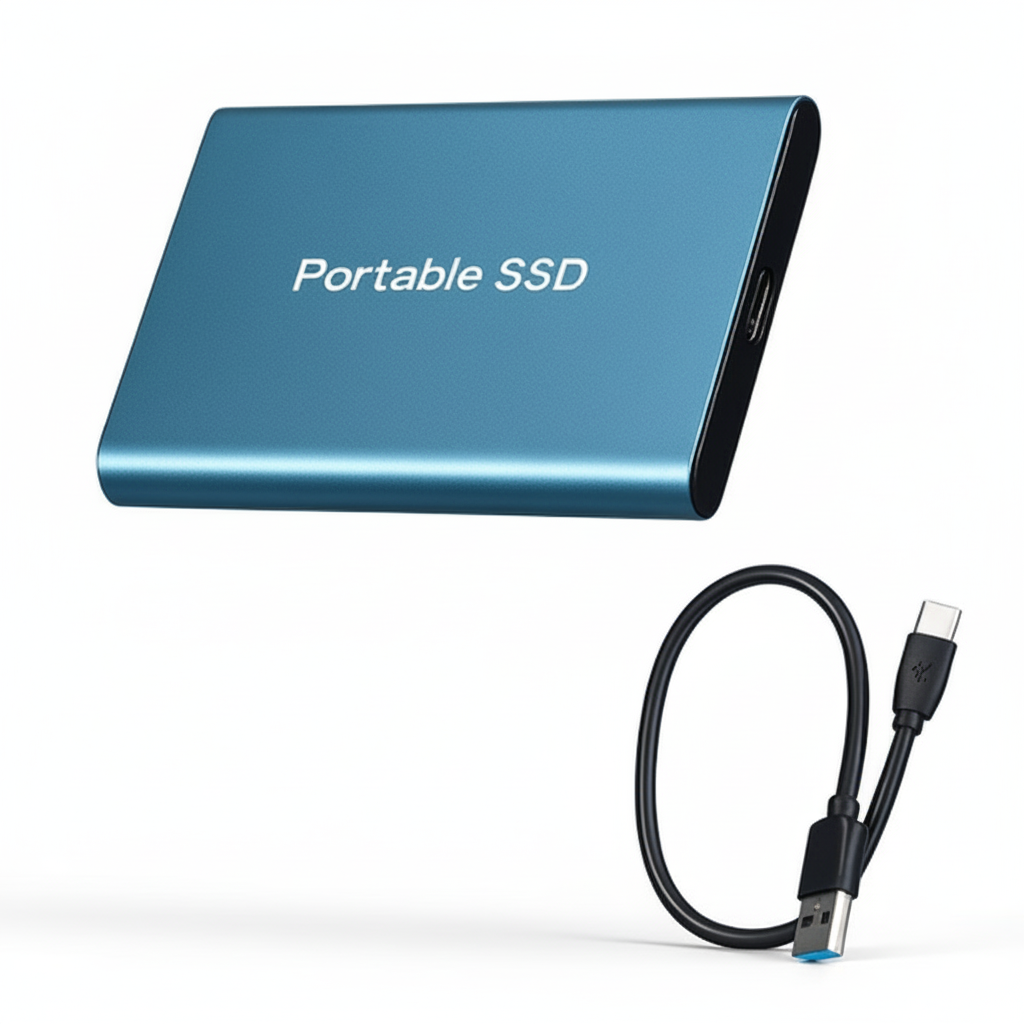 Bärbar extern SSD-enhet med USB-kabel