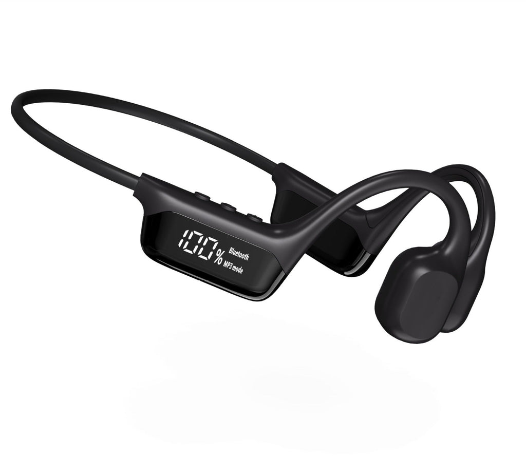 Bluetooth MP3-headset med nackbygel, digital display och örondelar