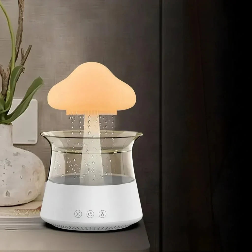 Luftfuktare med molndesign, genomskinlig vattenbehållare och aromafunktion