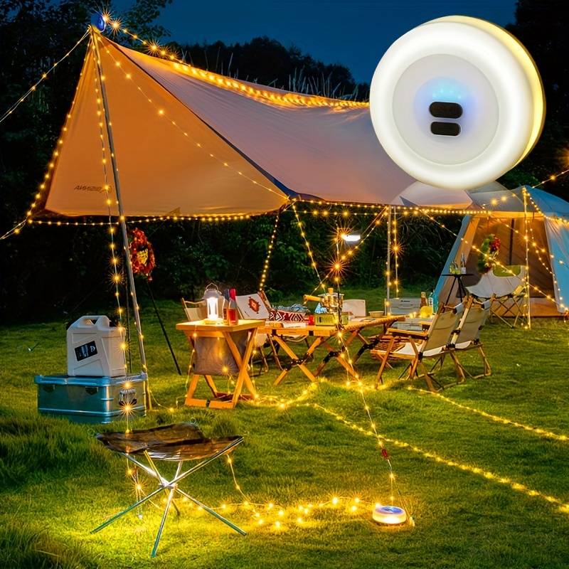 LED-ljusslinga med varmvit belysning längs en trädgårdsgång