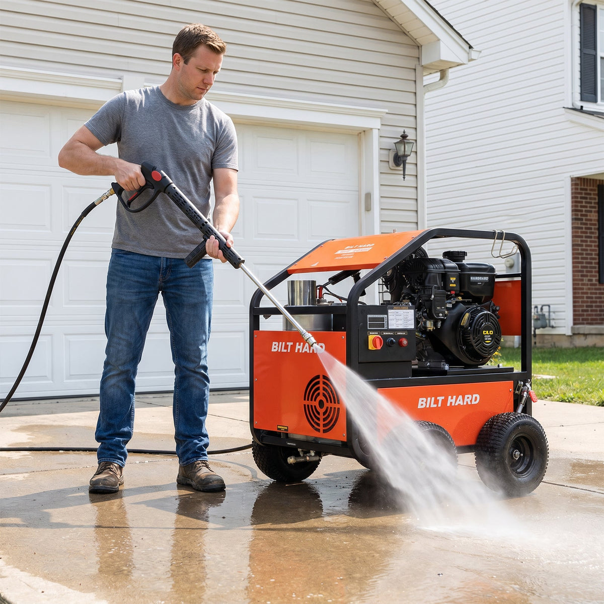 bilt-hard-gas-hot-water-pressure-washer-farm-construction-use