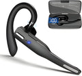 Svart trådlöst Bluetooth-headset med öronkrok och laddningsetui