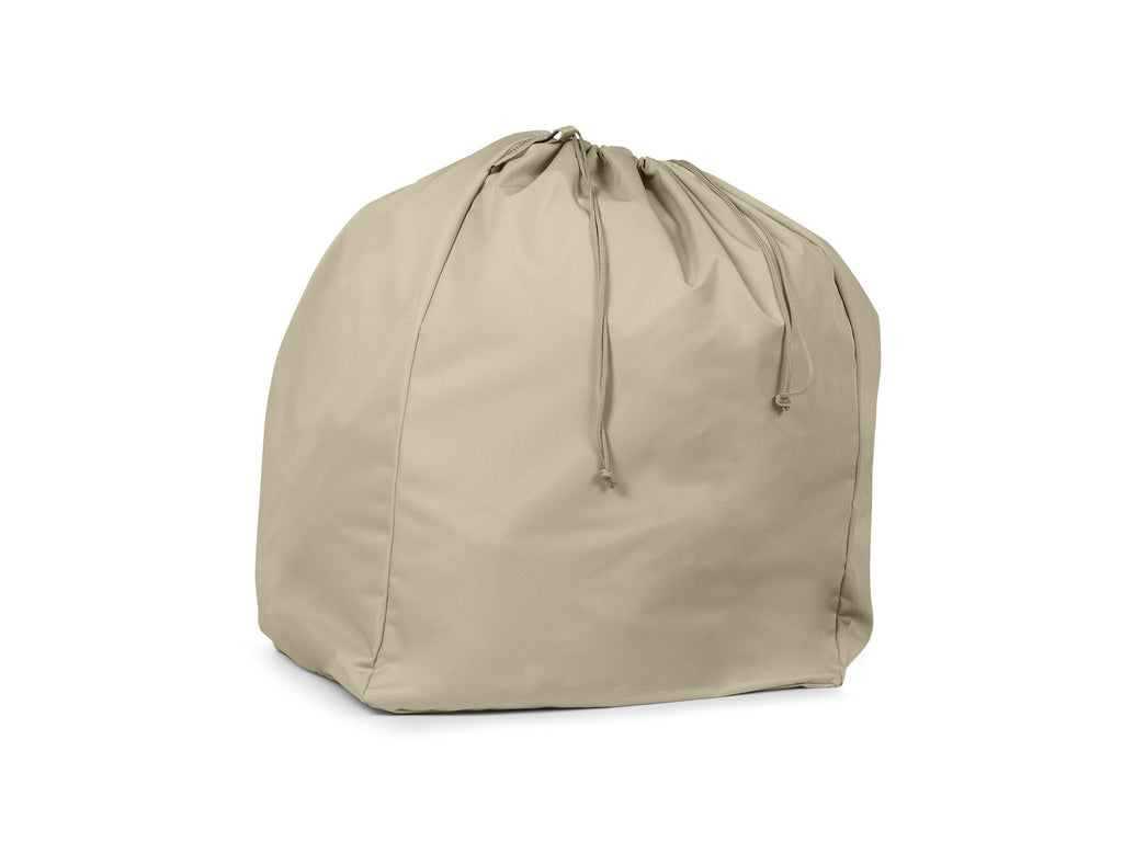 Beige förvaringspåse med dragsko och rymlig form