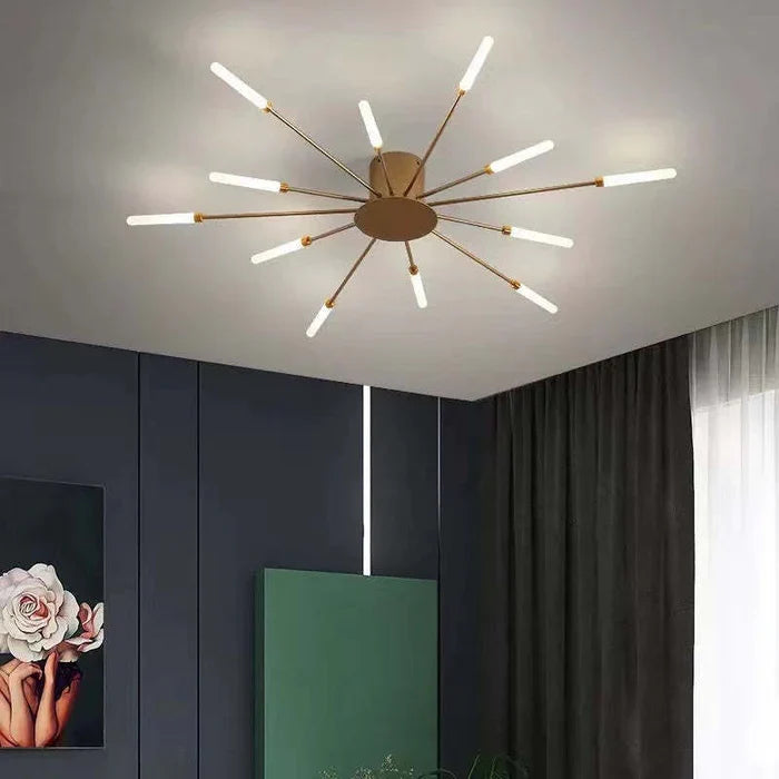 Modern LED-taklampa med flera ljusarmar i strålande design