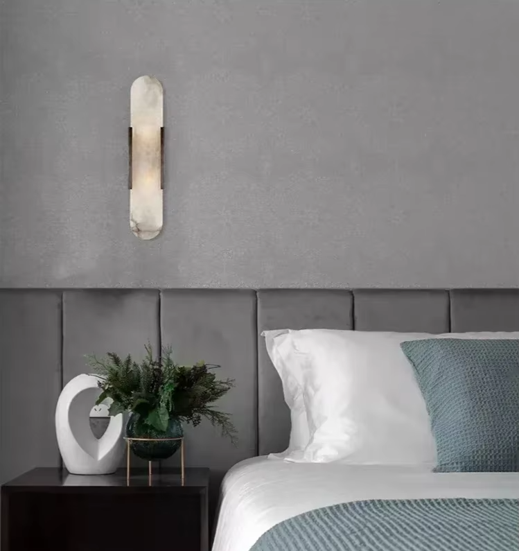 Vertikal LED-vägglampa med marmorutseende och avlång form